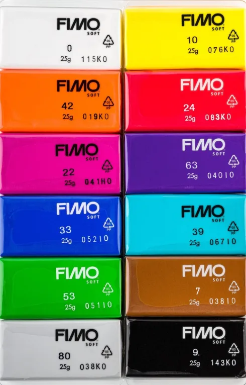 Fimo - Ler Til Ovn - Basic - Sæt I 12 Dele - 12X25 G