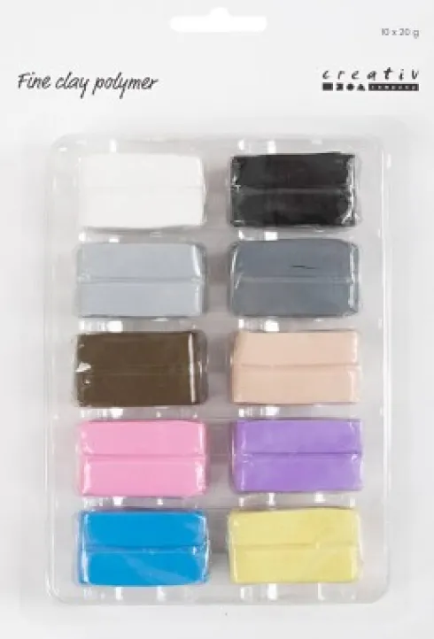 Fine Clay Polymer - Pastelfarver - 10X20 G