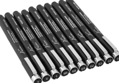 Fineliners Penne Sæt - 0,1-0,3 MM - Nassau - 10 Stk