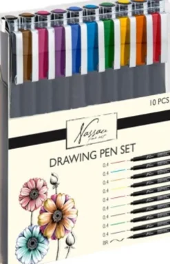 Fineliner - Tusser Sæt - 0,4 MM - Nassau Fine Art - 10 Farver