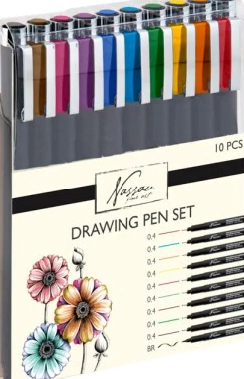 Fineliner - Tusser Sæt - 0,4 MM - Nassau Fine Art - 10 Farver