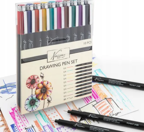 Fineliner - Tusser Sæt - 0,4 MM - Nassau Fine Art - 10 Farver