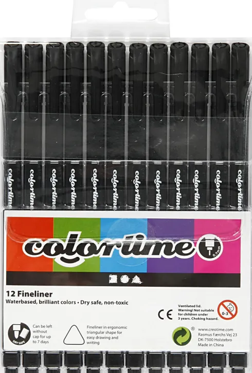 Fineliner Tusser - Tykkelse 0,6-0,7 MM - Sort - 12 Stk