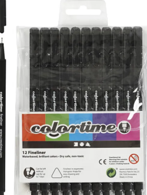 Fineliner Tusser - Tykkelse 0,6-0,7 MM - Sort - 12 Stk