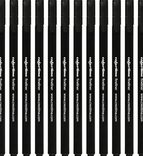 Fineliner Tusser - Tykkelse 0,6-0,7 MM - Sort - 12 Stk