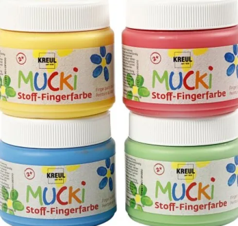 Fingermaling - Mucki - Blå Grøn Gul Rød 4X150 ML