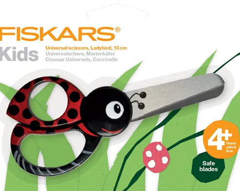 Fiskars - Børnesaks Med Dyremotiv - Mariehøne - L 13 CM