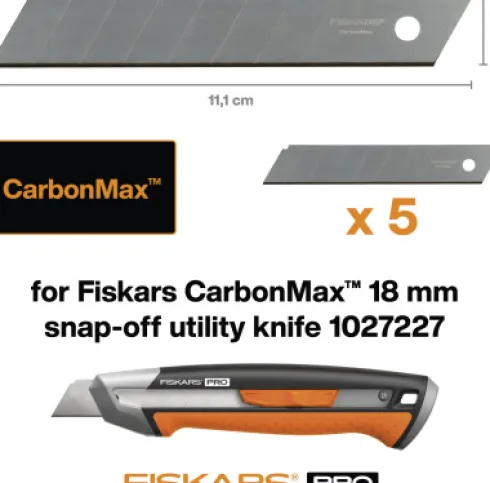 Fiskars - Carbonmax Blades - 18 MM - Til Universalkniv - 5 Stk