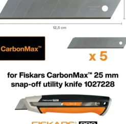 Fiskars - Pro Carbonmax Knæk-Blade Til Universalkniv - 25 MM - 5 Stk