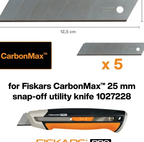 Fiskars - Pro Carbonmax Knæk-Blade Til Universalkniv - 25 MM - 5 Stk