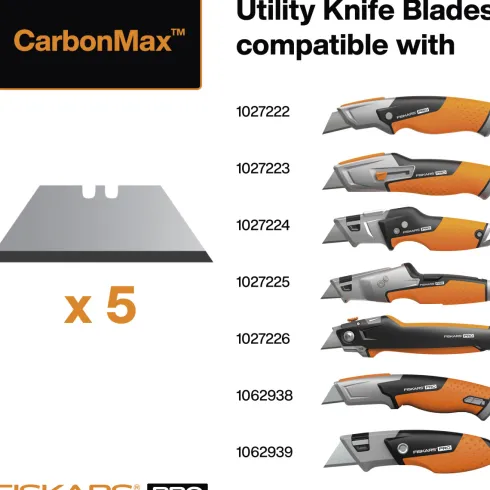 Fiskars - Pro Utility Knife Blades - Carbonmax - 5 Stk