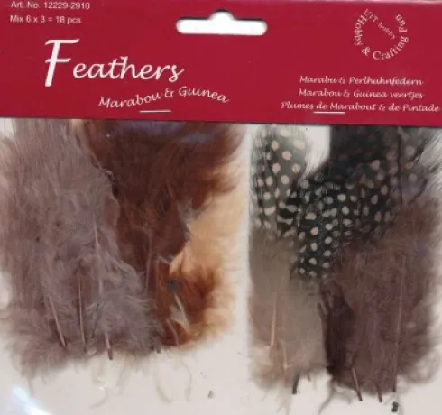 Fjer - 8-10 CM - 18 Stk. - Brun