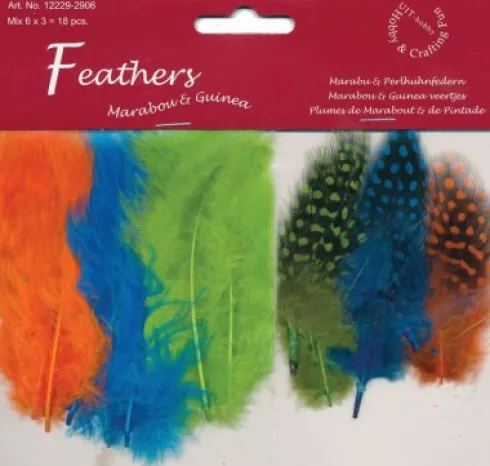 Fjer - 8-10 CM - 18 Stk. - Neon