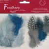 Fjer - 8-10 CM - 18 Stk. - Petroleum Nuancer - 12229-2907