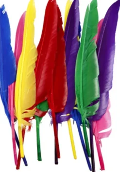 Fjer - L 27 CM - Forskellige Farver - 12 Stk
