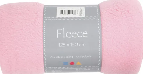 Fleece - L 125 CM - B 150 CM - 200 G - Lys Pink - 1 Stk