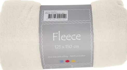 Fleece - L 125 CM - B 150 CM - 200 G - Råhvid - 1 Stk
