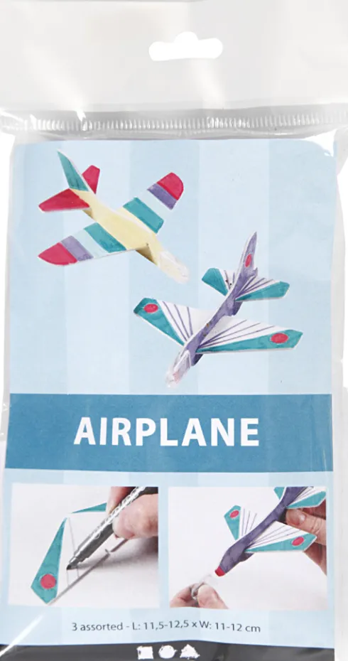 Flyvemaskiner - L 11,5-12,5 CM - B 11-12 CM - Hvid - 3 Stk