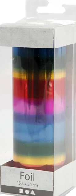 Folie Uden Klæb - B 15,5 CM - Tykkelse 0,02 MM - Regnbuefarver - 50 CM