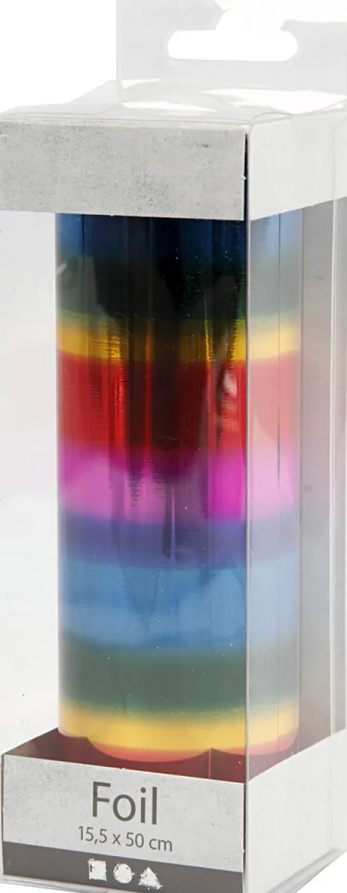Folie Uden Klæb - B 15,5 CM - Tykkelse 0,02 MM - Regnbuefarver - 50 CM