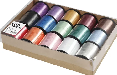 Gavebånd - B 10 MM - Blank - Assorterede Farver - 15X50 M