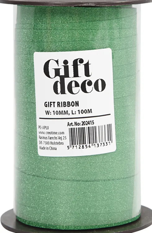 Gavebånd - Grøn - B 10 MM - Glitter - 100 M