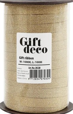 Gavebånd - Guld - B 10 MM - Glitter - 100 M