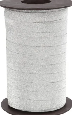 Gavebånd - Sølv - B 10 MM - Glitter - 100 M