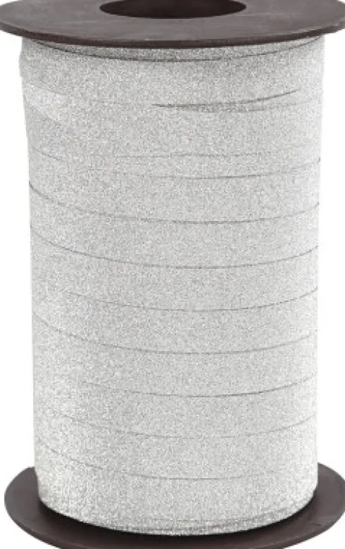 Gavebånd - Sølv - B 10 MM - Glitter - 100 M