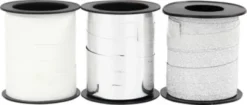 Gavebånd - Sølv Glitter - Sølv - Hvid - B 10 MM - 3X15 M