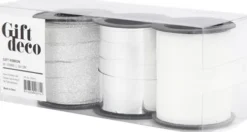 Gavebånd - Sølv Glitter - Sølv - Hvid - B 10 MM - 3X15 M