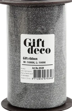 Gavebånd - Sort - B 10 MM - Glitter - 100 M