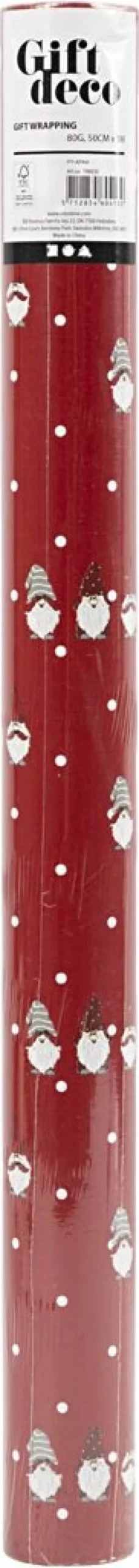 Gavepapir - Næsenisse - Rød - B 50 CM - 80 G - 5 M
