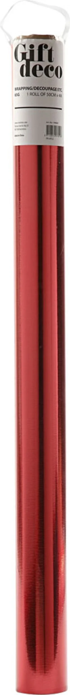 Gavepapir - Rød Ensfarvet - B 50 CM - 65 G - 4 M