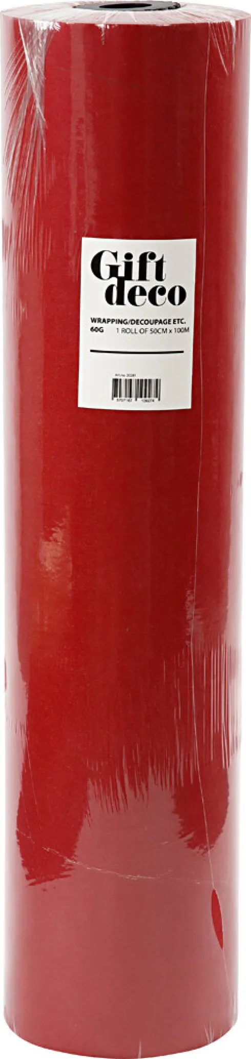 Gavepapir - Rød Ensfarvet - B 50 CM - 60 G - 100 M