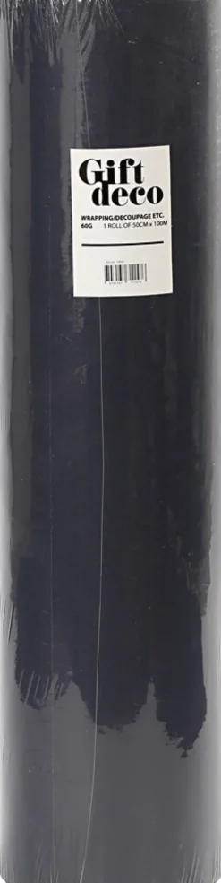 Gavepapir - Sort Ensfarvet - B 50 CM - 60 G - 100 M