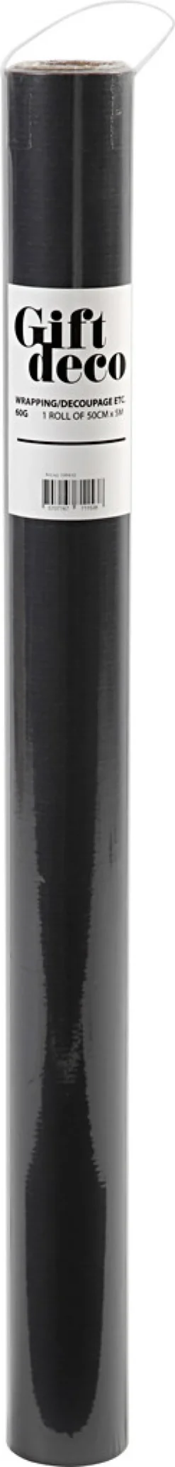 Gavepapir - Sort Ensfarvet - B 50 CM - 60 G - 5 M