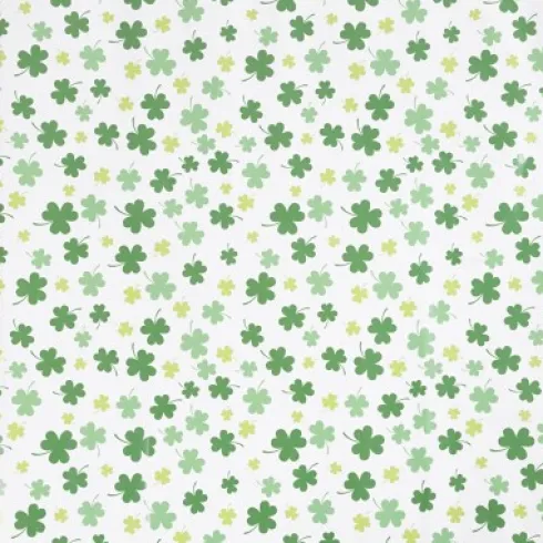 Gavepapir - Stor Rulle 100 M X 50 CM - Grønne Kløver - 80 G