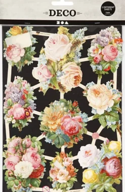 Glansbilleder - Blomster Roser - 2 Ark