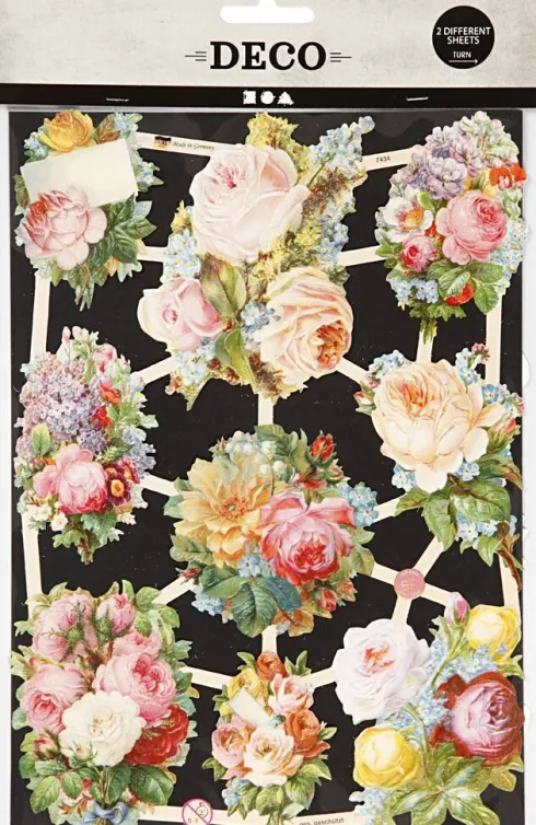 Glansbilleder - Blomster Roser - 2 Ark