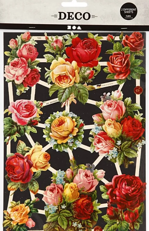 Glansbilleder - Blomster Rosenmix - 2 Ark