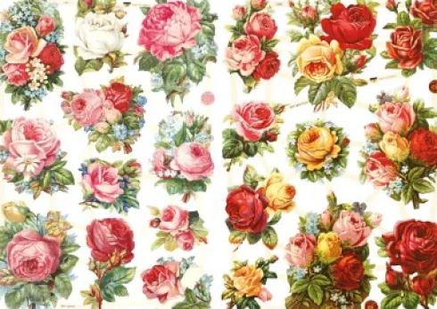 Glansbilleder - Blomster Rosenmix - 2 Ark