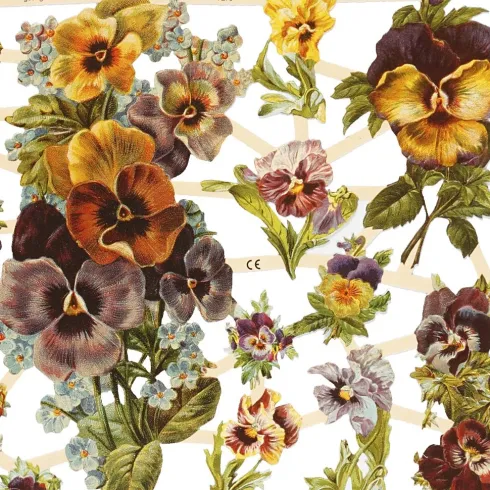 Glansbilleder - Blomster Stedmoder - 2 Ark