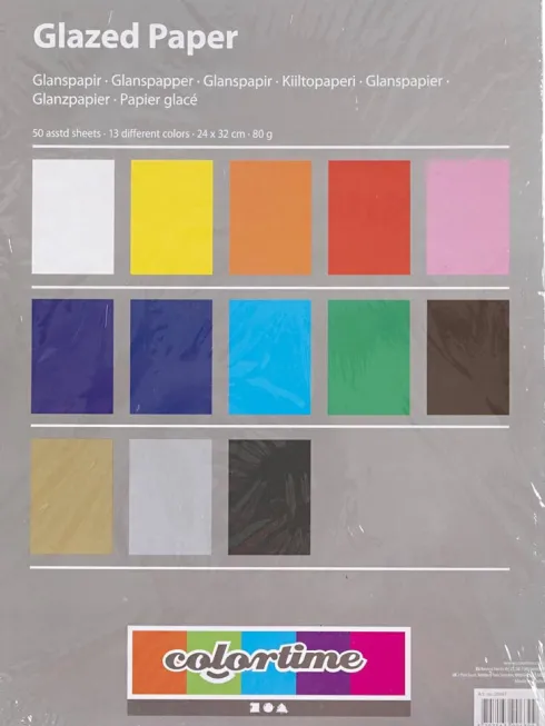 Glanspapir - 24X32 CM - 80 G - Forskellige Farver - 50 Ark