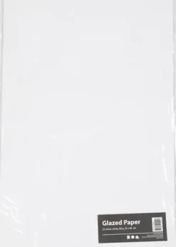 Glanspapir - 32X48 CM - 80 G - Hvid - 25 Ark