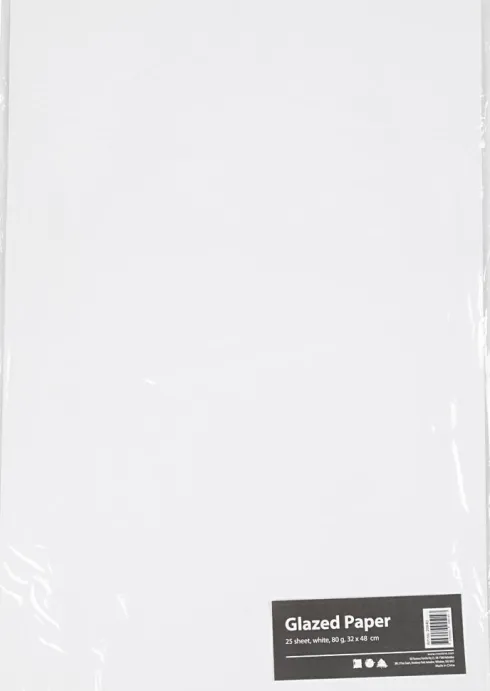 Glanspapir - 32X48 CM - 80 G - Hvid - 25 Ark