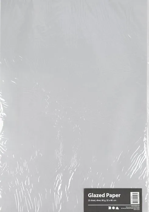 Glanspapir - 32X48 CM - 80 G - Sølv - 25 Ark