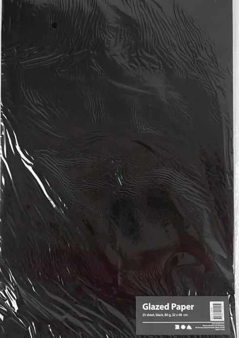 Glanspapir - 32X48 CM - 80 G - Sort - 25 Ark