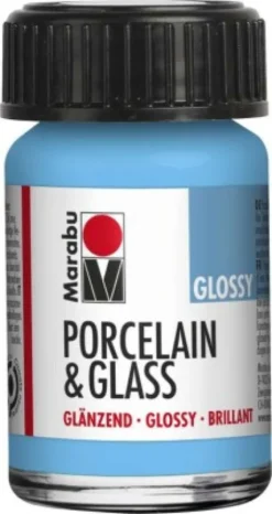 Glas Og Porcelænsmaling - Lyseblå - Porcelain & Glass Glossy - 15 ML
