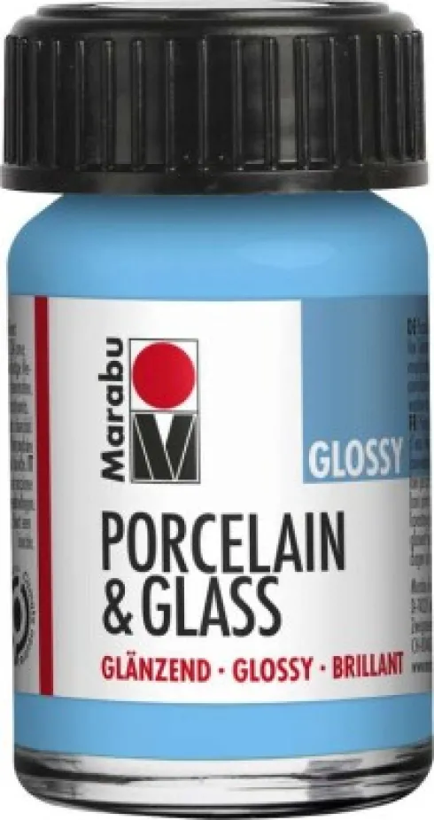 Glas Og Porcelænsmaling - Lyseblå - Porcelain & Glass Glossy - 15 ML